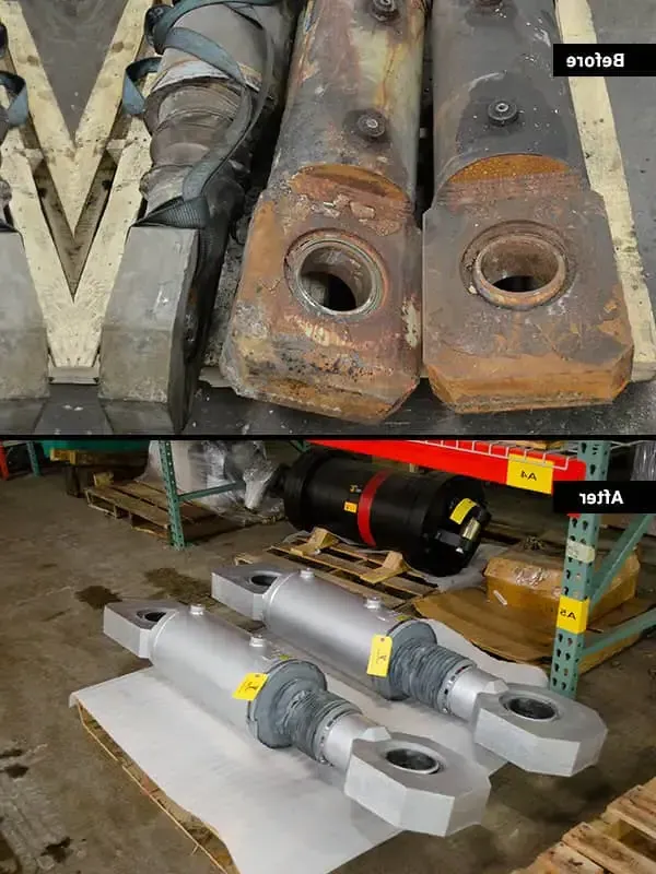 Before and after cylinder repair